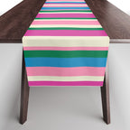 Colorful Retro Modern Vertical Stripe Pattern Pink Blue Green Magenta Table Runner Gallery Image 1