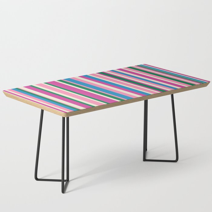 Colorful Retro Modern Vertical Stripe Pattern Pink Blue Green Magenta Coffee Table Gallery Image 1