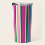 Colorful Retro Modern Vertical Stripe Pattern Pink Blue Green Magenta Travel Mug Gallery Image 3