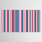 Colorful Retro Modern Vertical Stripe Pattern Pink Blue Green Magenta Tablecloth Gallery Image 2