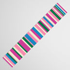 Colorful Retro Modern Vertical Stripe Pattern Pink Blue Green Magenta Table Runner Gallery Image 3