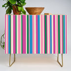 Colorful Retro Modern Vertical Stripe Pattern Pink Blue Green Magenta Credenza Gallery Image 1