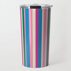 Colorful Retro Modern Vertical Stripe Pattern Pink Blue Green Magenta Travel Mug Gallery Image 1