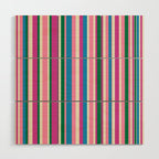 Colorful Retro Modern Vertical Stripe Pattern Pink Blue Green Magenta Wood Wall Art Gallery Image 1
