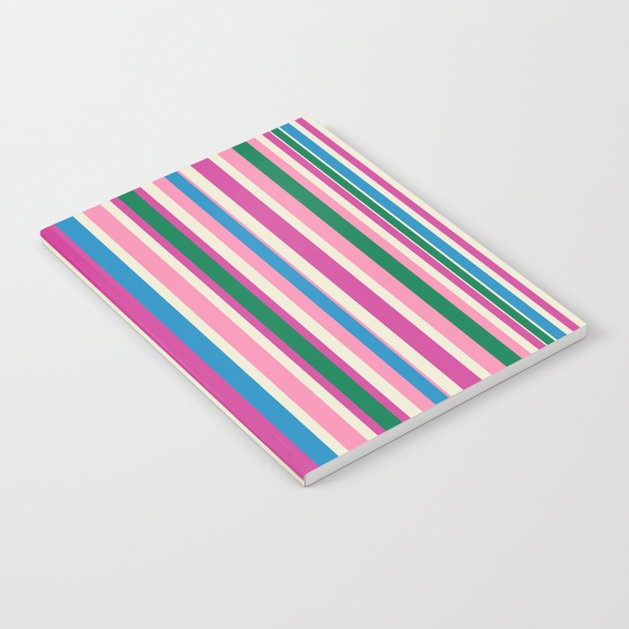 Colorful Retro Modern Vertical Stripe Pattern Pink Blue Green Magenta Notebook Gallery Image 1