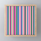 Colorful Retro Modern Vertical Stripe Pattern Pink Blue Green Magenta Mini Art Print Gallery Image 1