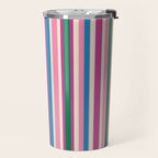 Colorful Retro Modern Vertical Stripe Pattern Pink Blue Green Magenta Travel Mug Gallery Image 2