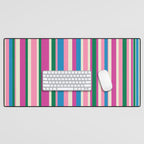 Colorful Retro Modern Vertical Stripe Pattern Pink Blue Green Magenta Desk Mat Gallery Image 1