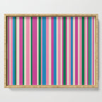 Colorful Retro Modern Vertical Stripe Pattern Pink Blue Green Magenta Serving Tray Gallery Image 1