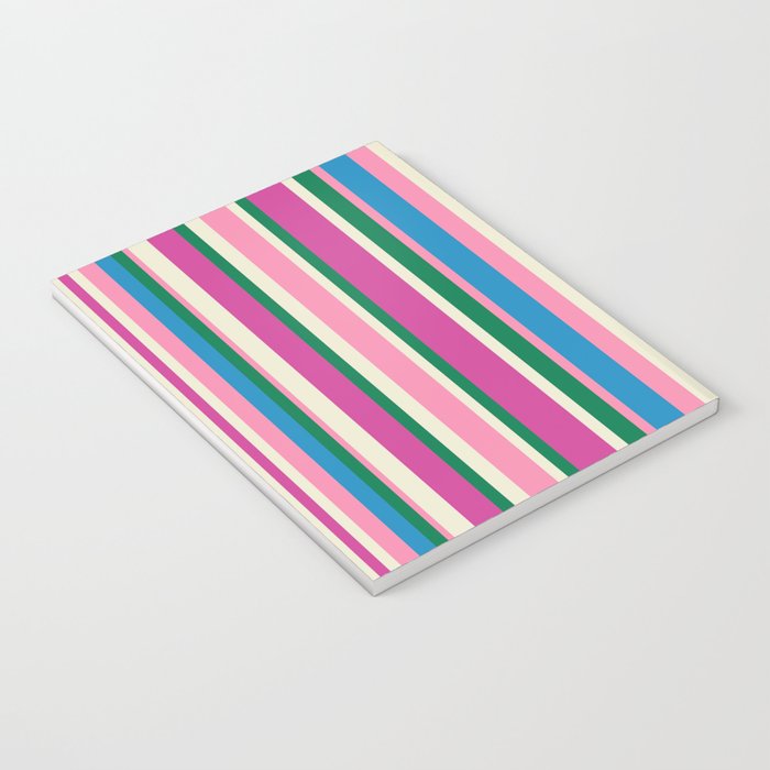 Colorful Retro Modern Vertical Stripe Pattern Pink Blue Green Magenta Notebook Gallery Image 3