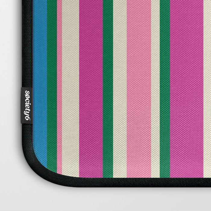 Colorful Retro Modern Vertical Stripe Pattern Pink Blue Green Magenta Laptop Sleeve Gallery Image 3