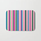 Colorful Retro Modern Vertical Stripe Pattern Pink Blue Green Magenta Bath Mat Gallery Image 1