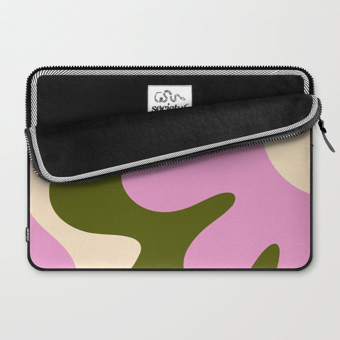 Happy Flower Retro 60s 70s Vibe Pink Green Cream Laptop Sleeve Gallery Image 2