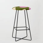 Happy Flower Retro 60s 70s Vibe Pink Green Cream Stool Gallery Image 1