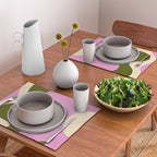 Happy Flower Retro 60s 70s Vibe Pink Green Cream Placemat Gallery Image 2