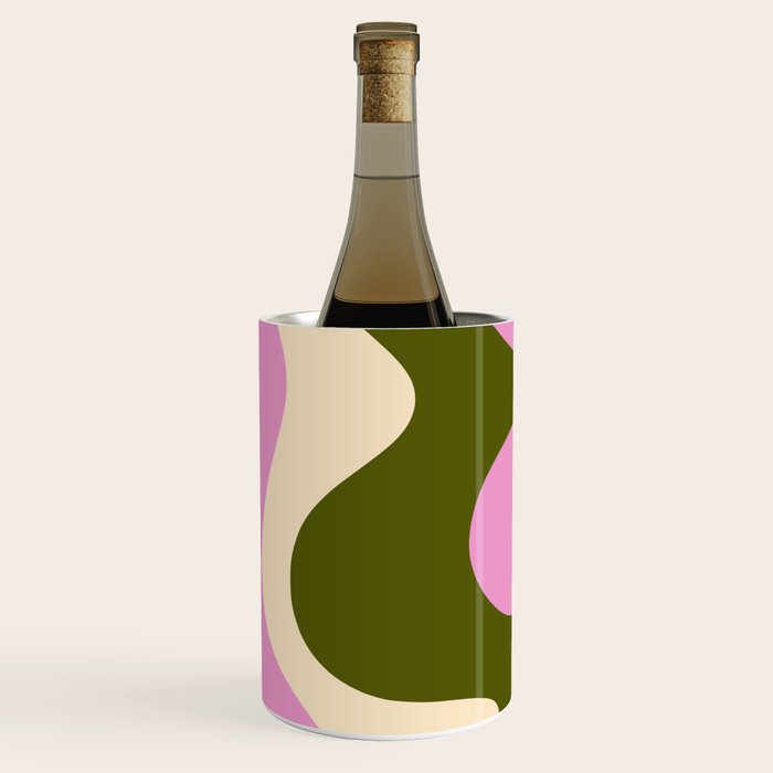 Happy Flower Retro 60s 70s Vibe Pink Green Cream Wine Chiller Gallery Image 2