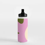 Happy Flower Retro 60s 70s Vibe Pink Green Cream Water Bottle Gallery Image 2