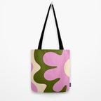 Happy Flower Retro 60s 70s Vibe Pink Green Cream Tote Bag Gallery Image 2