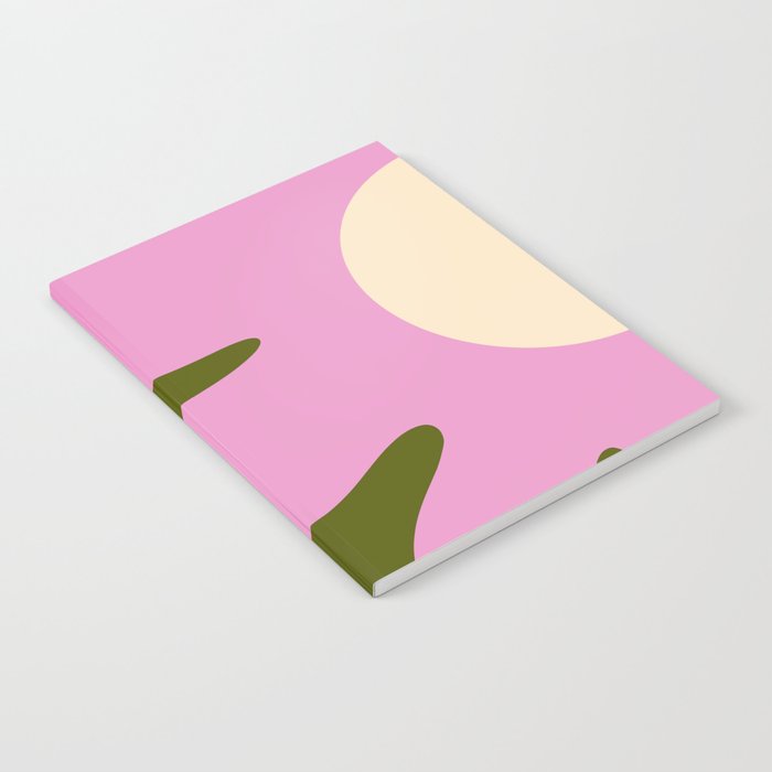 Happy Flower Retro 60s 70s Vibe Pink Green Cream Notebook Gallery Image 1