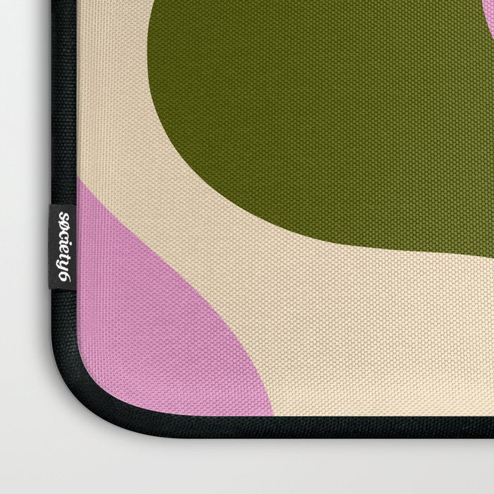 Happy Flower Retro 60s 70s Vibe Pink Green Cream Laptop Sleeve Gallery Image 3