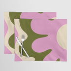 Happy Flower Retro 60s 70s Vibe Pink Green Cream Placemat Gallery Image 1