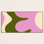 Happy Flower Retro 60s 70s Vibe Pink Green Cream Desk Mat Gallery Image 3