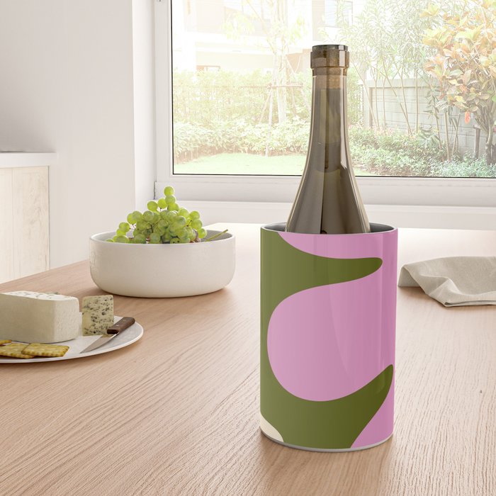 Happy Flower Retro 60s 70s Vibe Pink Green Cream Wine Chiller Gallery Image 4