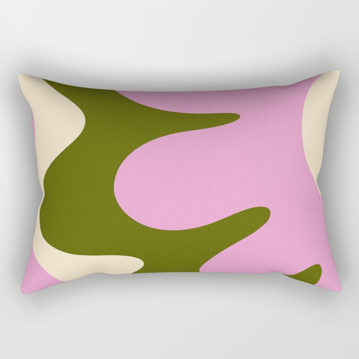 Happy Flower Retro 60s 70s Vibe Pink Green Cream Rectangular Pillow Gallery Image 2
