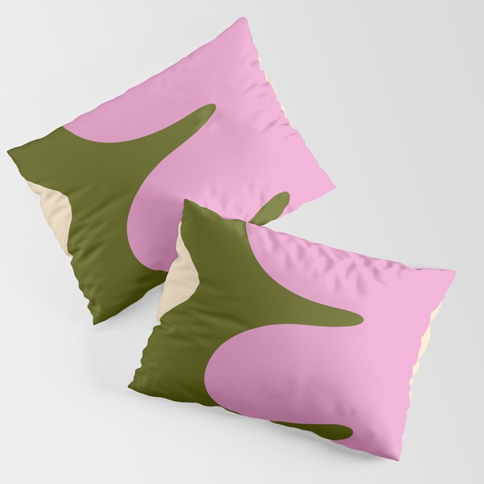 Happy Flower Retro 60s 70s Vibe Pink Green Cream Pillow Sham Gallery Image 3