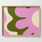 Happy Flower Retro 60s 70s Vibe Pink Green Cream Serving Tray Gallery Image 1