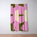 Happy Flower Retro 60s 70s Vibe Pink Green Cream Window Curtain Gallery Image 3