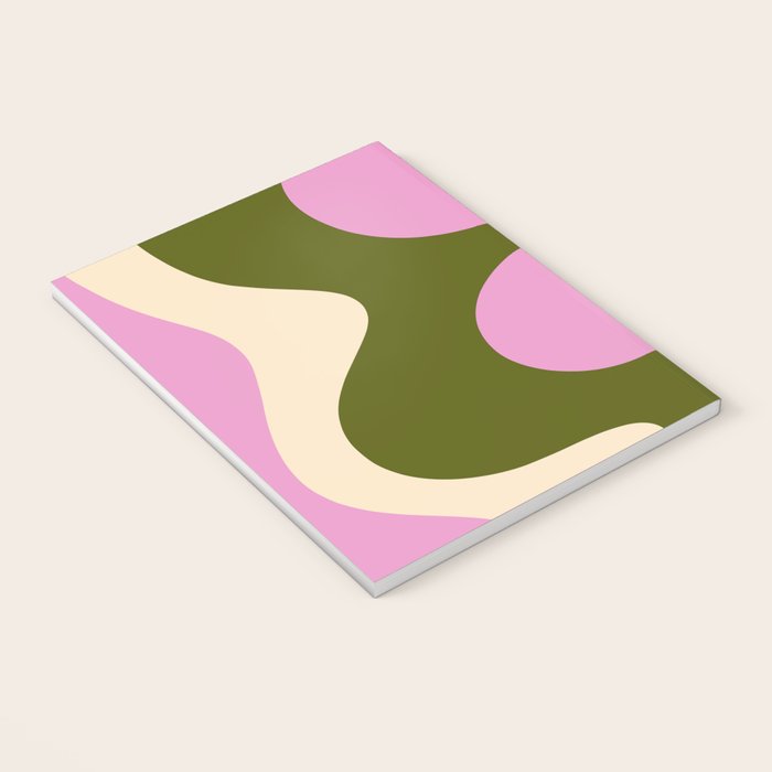 Happy Flower Retro 60s 70s Vibe Pink Green Cream Notebook Gallery Image 3