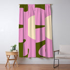 Happy Flower Retro 60s 70s Vibe Pink Green Cream Window Curtain Gallery Image 5
