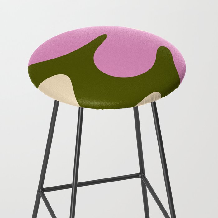Happy Flower Retro 60s 70s Vibe Pink Green Cream Stool Gallery Image 2