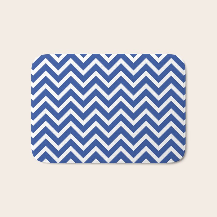 blue, white zig zag pattern design Bath Mat Gallery Image 1