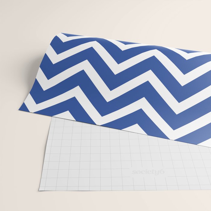 blue, white zig zag pattern design Wrapping Paper Gallery Image 2