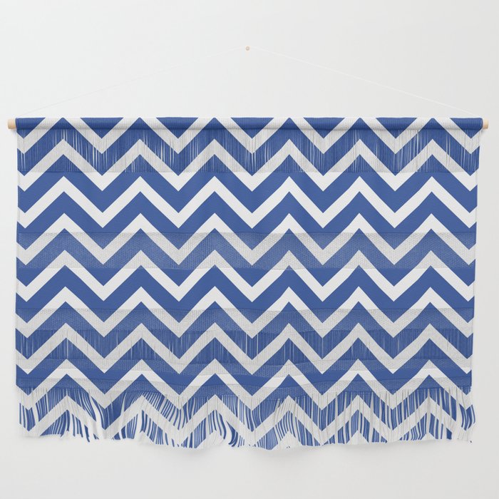 blue, white zig zag pattern design Wall Hanging