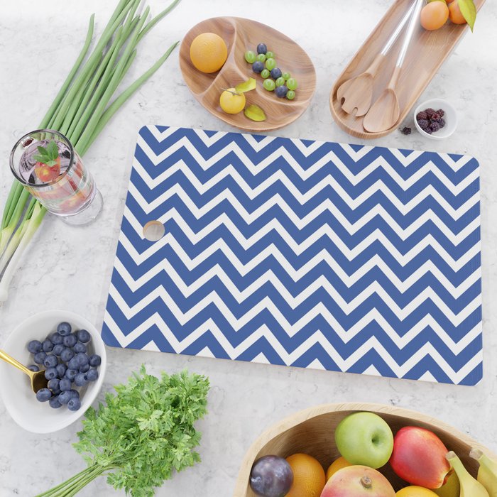 blue, white zig zag pattern design Cutting Board Gallery Image 2