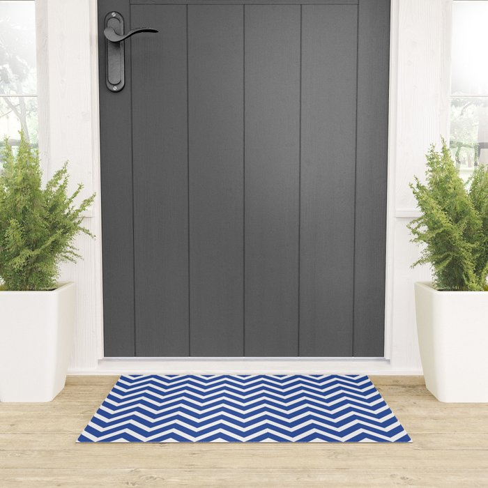 blue, white zig zag pattern design Welcome Mat Gallery Image 3