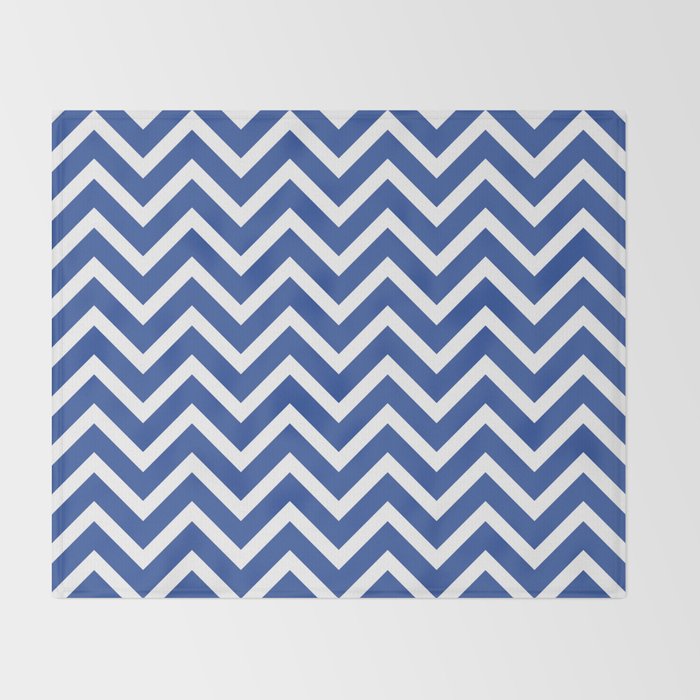 blue, white zig zag pattern design Throw Blanket Gallery Image 2