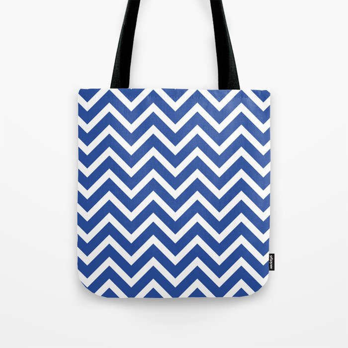 blue, white zig zag pattern design Tote Bag Gallery Image 1