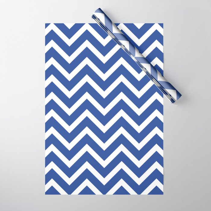 blue, white zig zag pattern design Wrapping Paper Gallery Image 1