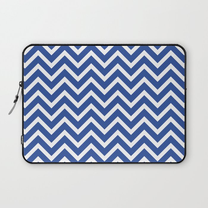 blue, white zig zag pattern design Laptop Sleeve Gallery Image 1