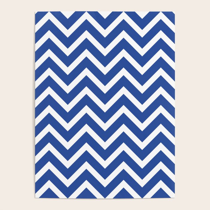 blue, white zig zag pattern design Poster Gallery Image 1