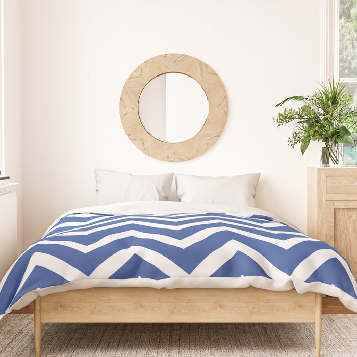 blue, white zig zag pattern design Duvet Cover Gallery Image 3