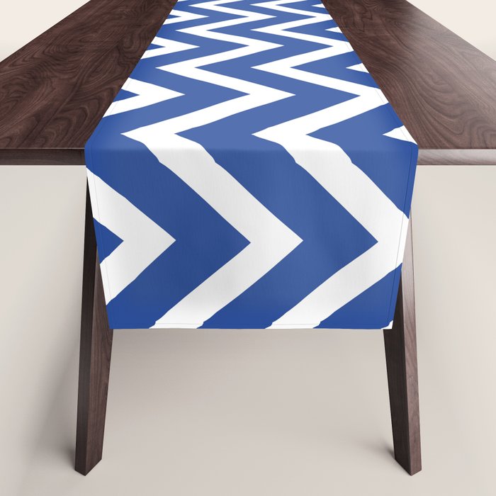 blue, white zig zag pattern design Table Runner Gallery Image 1