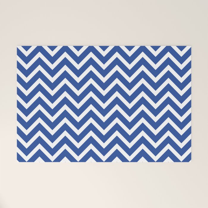 blue, white zig zag pattern design Welcome Mat Gallery Image 1