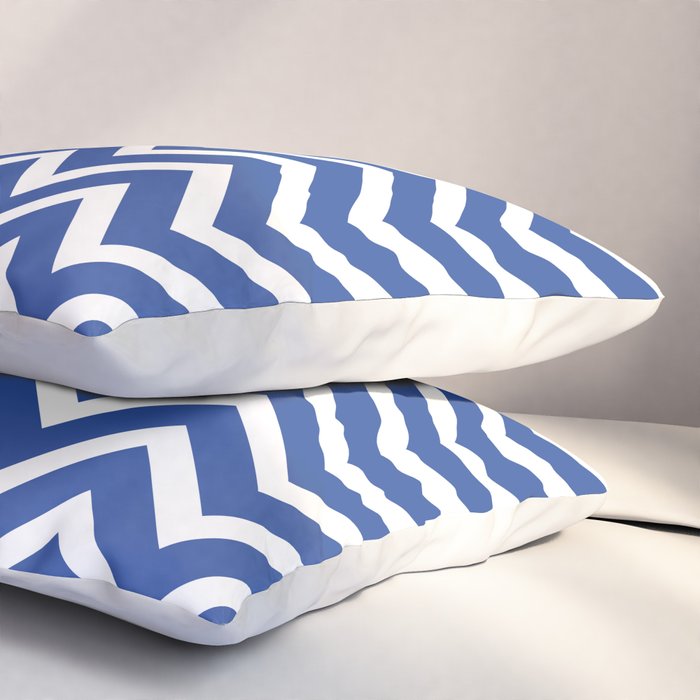 blue, white zig zag pattern design Pillow Sham Gallery Image 3