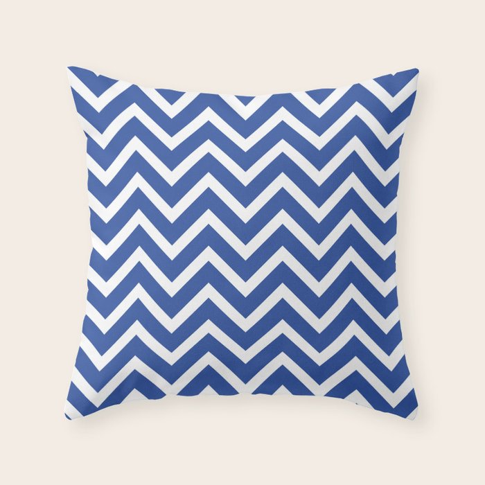 blue, white zig zag pattern design Throw Pillow Gallery Image 6