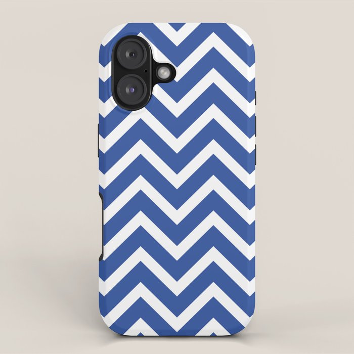 blue, white zig zag pattern design iPhone Case Gallery Image 1